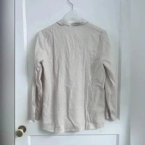 Oysho Sand Linen Button Down Shirt Size S New With Tag - Picture 5 of 5